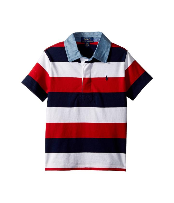 Polo Ralph Lauren Kids Striped Jersey Rugby Shirt (toddler) (cruise Navy Multi) Boy's T Shirt