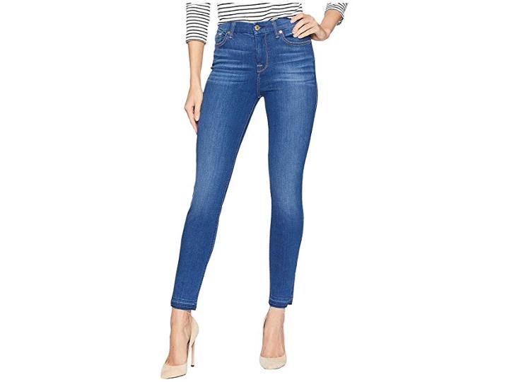 7 For All Mankind B(air) High-waisted Ankle Skinny W/ Released Side Hem Splits In Manhattan (bair Manhattan) Women's Jeans