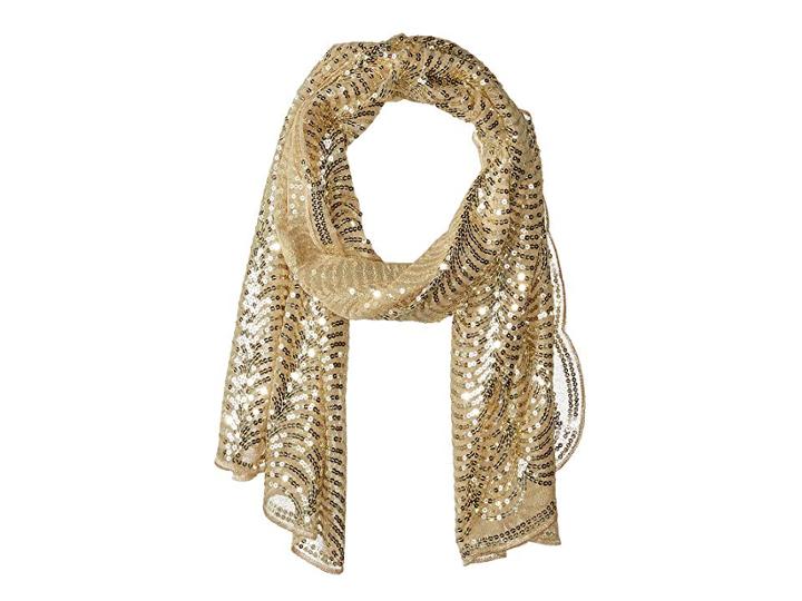 Betsey Johnson Tulle Wrap W/ Sequined Scallop Pattern (gold) Women's Clothing