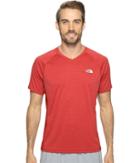 The North Face Ambition V-neck (cardinal Red Heather/cardinal Red (prior Season)) Men's T Shirt