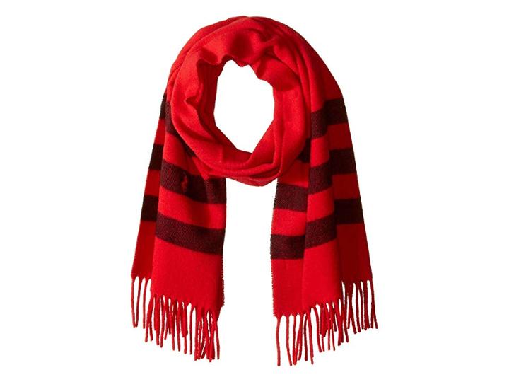 Polo Ralph Lauren Wool Blanket Stripe Scarf (new Red/black) Scarves