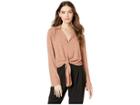 Bcbgeneration Tie Front Long Sleeve Woven Top (dusty Pink) Women's Clothing