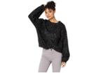 J.o.a. Blouson Sleeve Metallic Sweater (metallic Black) Women's Sweater