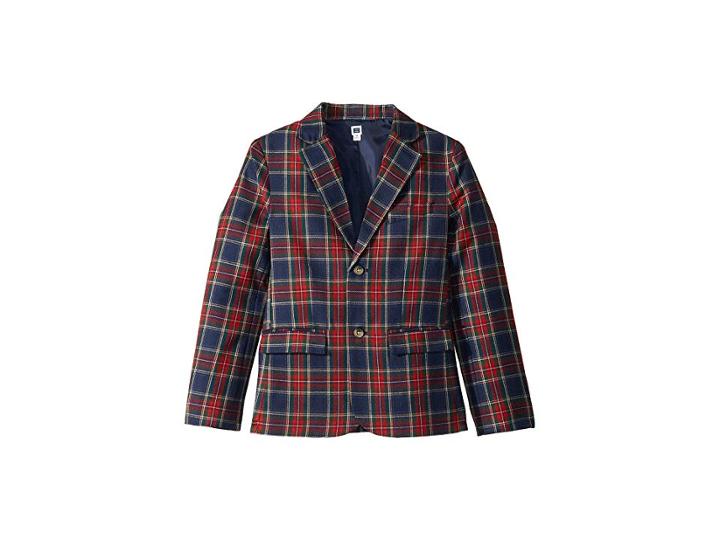 Janie And Jack Tartan Blazer (toddler/little Kids/big Kids) (navy Plaid) Boy's Jacket