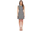 Rebecca Taylor Sleeveless Slub Suiting Dress (grey/black Combo) Women's Dress