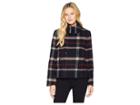 Lauren Ralph Lauren Plaid Wool-blend Peacoat (navy/rioja/mascarpone Cream) Women's Coat