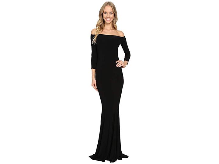 Kamalikulture By Norma Kamali Off The Shoulder Fishtail Gown (black) Women's Dress