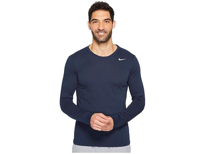 Nike Dry Training Long Sleeve T-shirt (obsidian/obsidian/matte Silver) Men's T Shirt