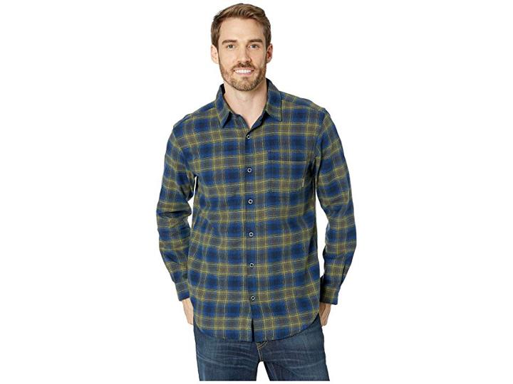 Columbia Boulder Ridge Long Sleeve Flannel (collegiate Navy Pop Plaid) Men's Long Sleeve Button Up