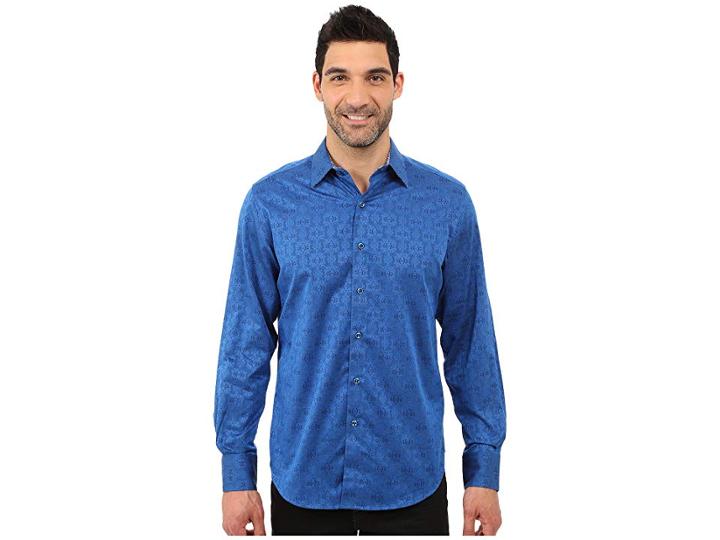 Robert Graham Cullen Sport Shirt (navy) Men's Long Sleeve Pullover