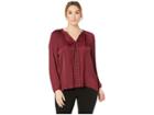 Vince Camuto Specialty Size Plus Size Long Sleeve Rumple Stud Trim Blouse (manor Red) Women's Blouse