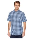Chaps Short Sleeve Easy Care Woven Shirt (deep Ocean Multi) Men's Clothing
