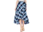 Lauren Ralph Lauren Plaid Ruffled Skirt (blue Multi) Women's Skirt