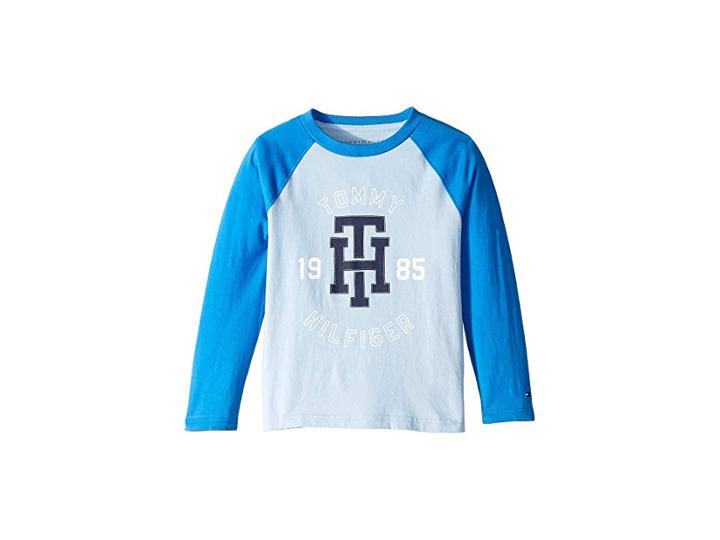 Tommy Hilfiger Kids Julius Long Sleeve Crew Neck Shirt (toddler/little Kids) (chambray Blue) Boy's Clothing