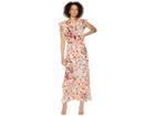 Adrianna Papell Cap Sleeve Maxi Dress (geranium Multi) Women's Dress