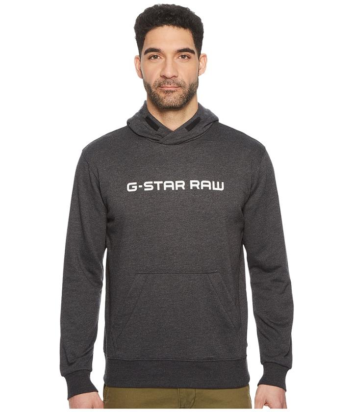 G-star Loaq Hooded Long Sleeve Sweater (dark Black Heather) Men's Sweater