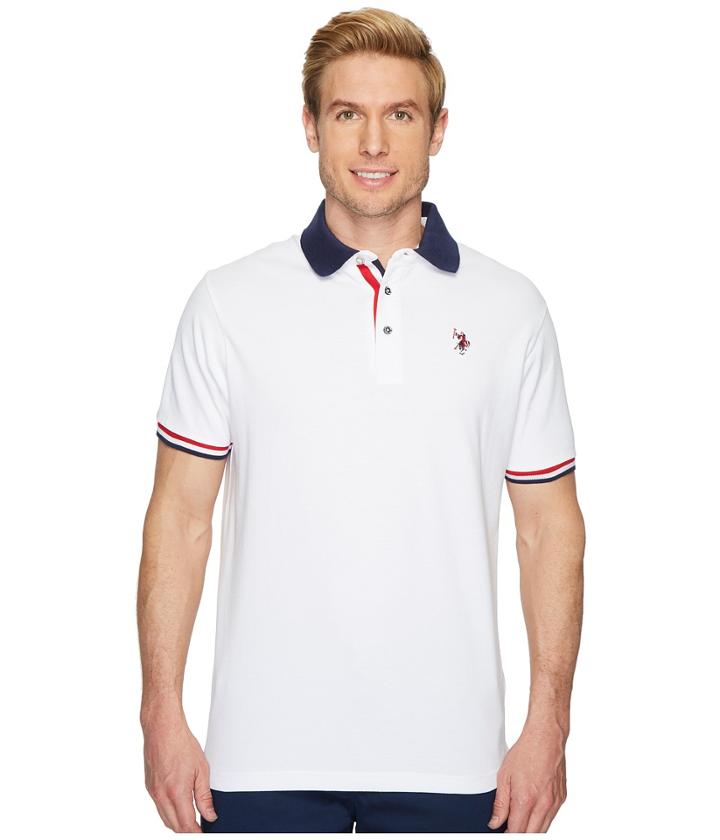 U.s. Polo Assn. Short Sleeve Classic Fit Solid Pique Polo Shirt (white) Men's Clothing