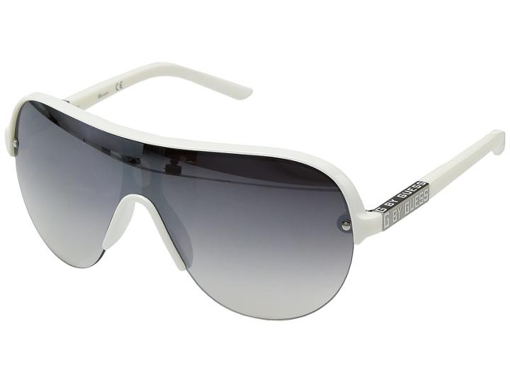 Guess Ggu2041 (shiny White/brown Gradient With Light Flash Lens) Fashion Sunglasses
