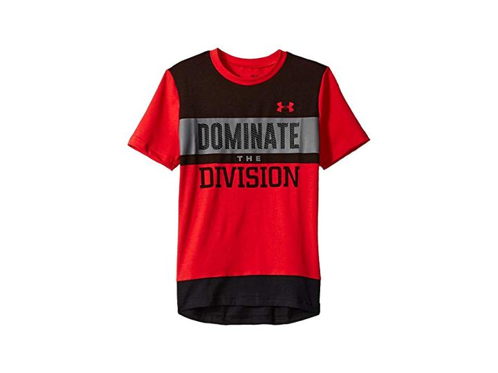 Under Armour Kids Dominate The Division Short Sleeve Tee (big Kids) (red/black) Boy's T Shirt
