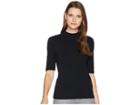 Lilla P Elbow Sleeve Mock Neck (black) Women's Clothing