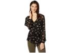 1.state Long Sleeve Cross Front Ditsy Gathering Blouse (rich Black) Women's Blouse