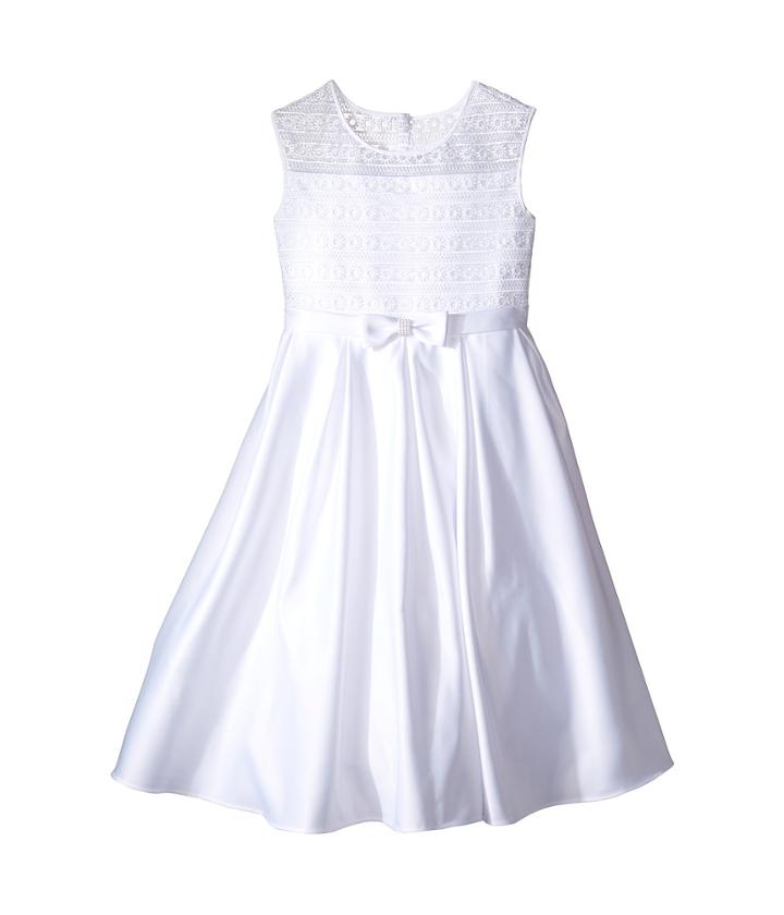 Us Angels Organza Satin Sleeveless Dress W/ Box Pleat (little Kids/big Kids) (white) Girl's Dress