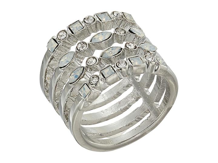 Guess Look Of Multi Stack Ring (silver/crystal/white Opal) Ring