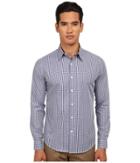 Theory Sylvain Amicable (navy Multi) Men's Long Sleeve Button Up
