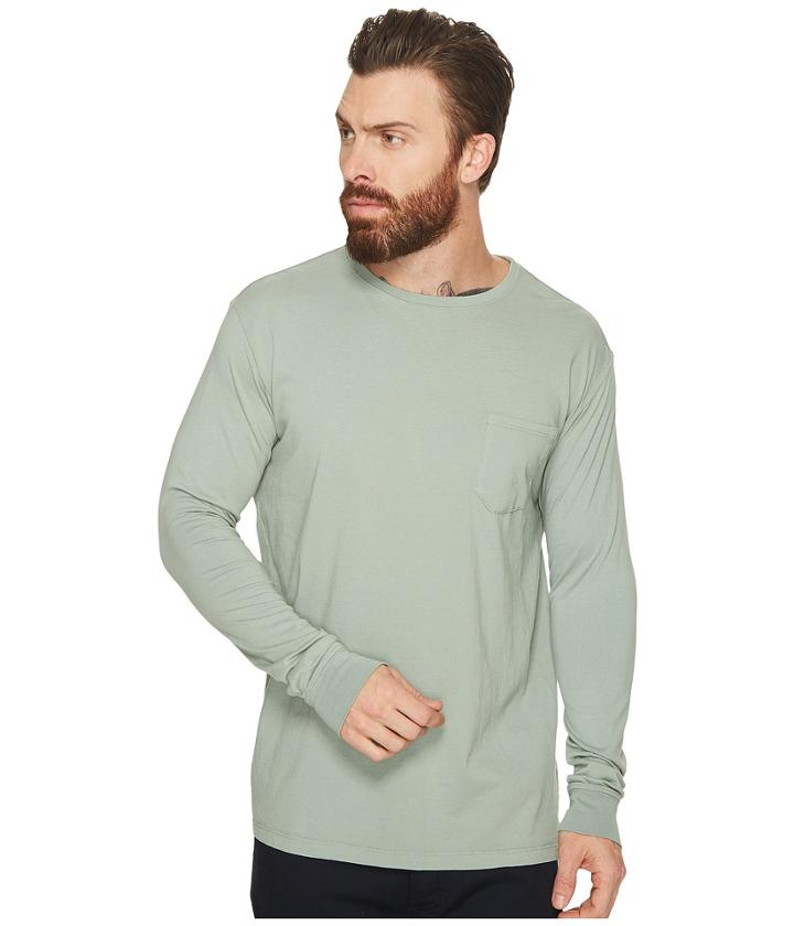 Richer Poorer Long Sleeve Crew Pocket Tee (sage) Men's T Shirt