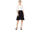 Gabby Skye Fit Flare W/ Pearl Sweater Dress (ivory/black) Women's Dress