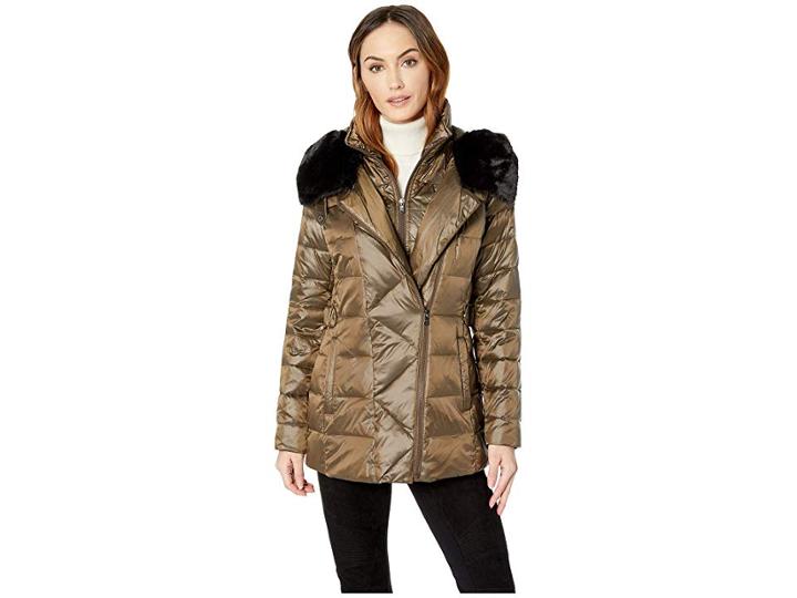Lauren Ralph Lauren Asymmetrical Short Down (tiger Eye) Women's Coat