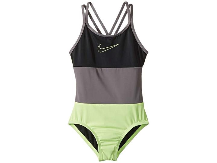 Nike Kids Spiderback One-piece (little Kids/big Kids) (volt Glow) Girl's Swimsuits One Piece