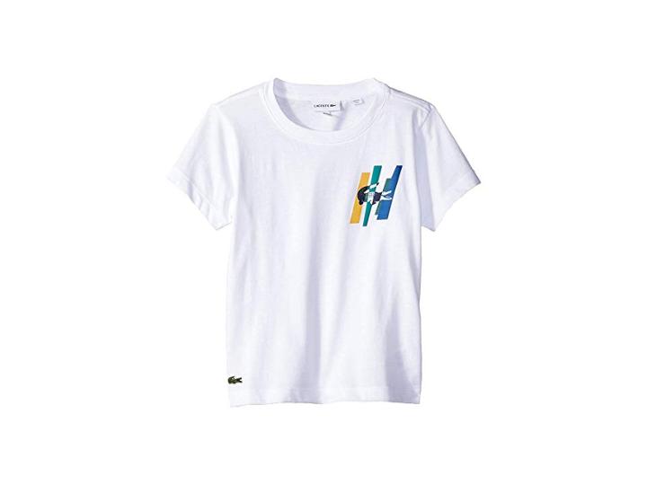 Lacoste Kids Short Sleeve Multicolor Animation Tee Shirt (toddler/little Kids/big Kids) (white) Boy's T Shirt