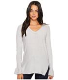 Michael Stars Soft V-neck Pullover With Ruffle Sleeve (crescent) Women's Clothing