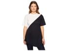 Sportmax Gavino Short Sleeve Asymmetrical Mixed Top (white/blue) Women's Clothing