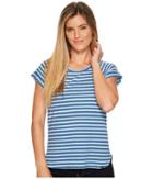 Columbia Trail Shaker Stripe Short Sleeve Shirt (wind Heather/jewel Stripe) Women's T Shirt