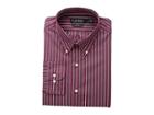 Lauren Ralph Lauren Slim Fit No-iron Multi-stripe Poplin Dress Shirt (merlot/navy) Men's Long Sleeve Button Up