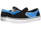 Vans Kids Classic Slip-on (little Kid/big Kid) (black/vivid Blue) Boys Shoes