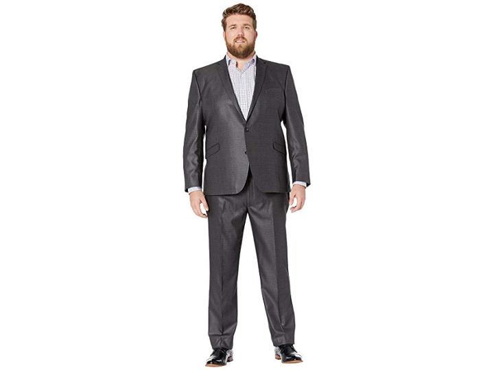 Kenneth Cole Reaction Big Tall Techni-cole Open Bottom Suits (gunmetal Basketweave) Men's Suits Sets