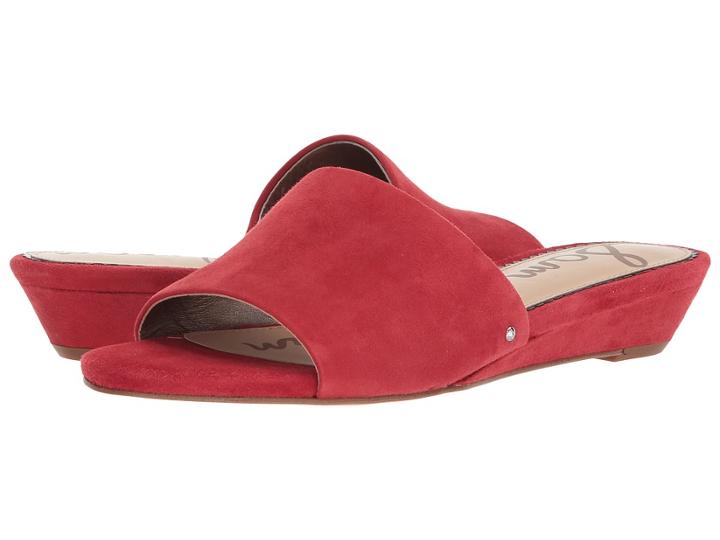Sam Edelman Liliana (red Kid Suede Leather) Women's Slide Shoes