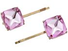 Steve Madden Square Rhinestone Hair Pin Set (pink/yellow Gold-tone) Brooches Pins
