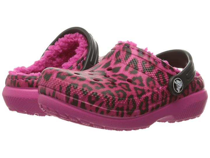 Crocs Kids Classic Lined Graphic Clog (toddler/little Kid) (pink/leopard) Girls Shoes