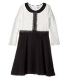 Us Angels 3/4 Sleeve Peter Pan Collar Fit And Flare (big Kids) (black) Girl's Clothing