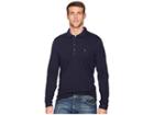 John Varvatos Star U.s.a. Long Sleeve Polo W/ Peace Sign Embroidery (midnight) Men's Clothing