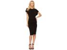 Catherine Catherine Malandrino Boat Neck Sheath With Tie Waist (black Beauty) Women's Dress