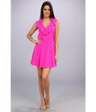 Amanda Uprichard Ruffle Halter Dress (hot Pink) Women's Dress