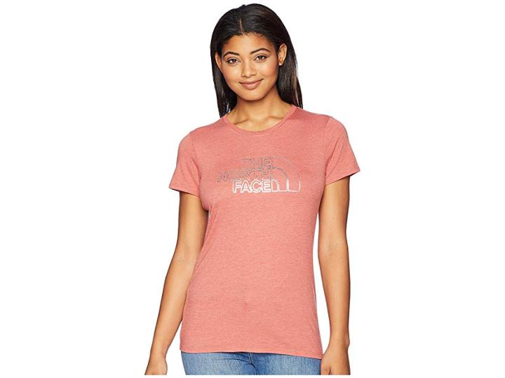 The North Face 1/2 Dome Tri-blend Crew Tee (faded Rose Heather/silver Foil) Women's T Shirt