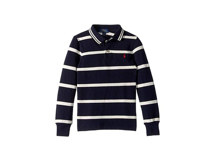Polo Ralph Lauren Kids Striped Cotton Mesh Polo Shirt (little Kids/big Kids) (rl Navy Multi) Boy's Clothing