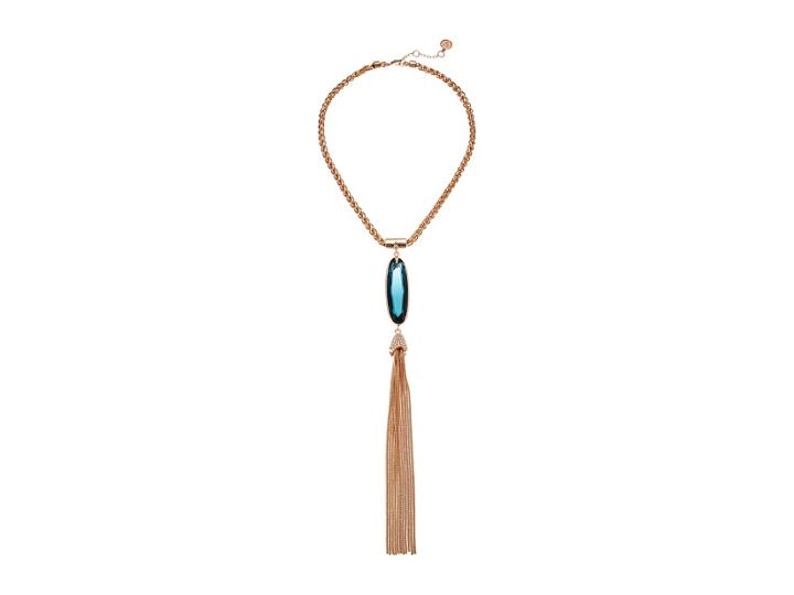 Vince Camuto 16 Statement Stone And Tassel Pendant Necklace (rose Gold) Necklace