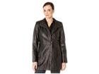 Cole Haan Smooth Leather Car Coat W/ Convertible Collar (black) Women's Coat
